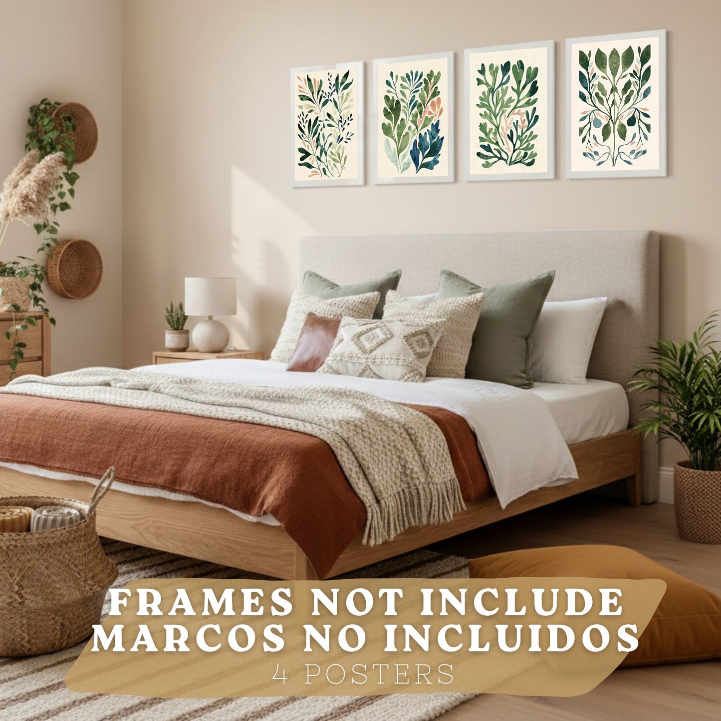 Set de 2 laminas decorativas Flores Matisse Cuadros Salon modernos - Posters decorativos Tono verde. Decoración Dormitorios.