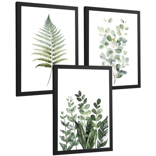 Juego de 3 laminas Flores botanico Verde. Arte de Pared Colorido Botánico Minimalista Posters florales para Dormitorio Sala de Estar
