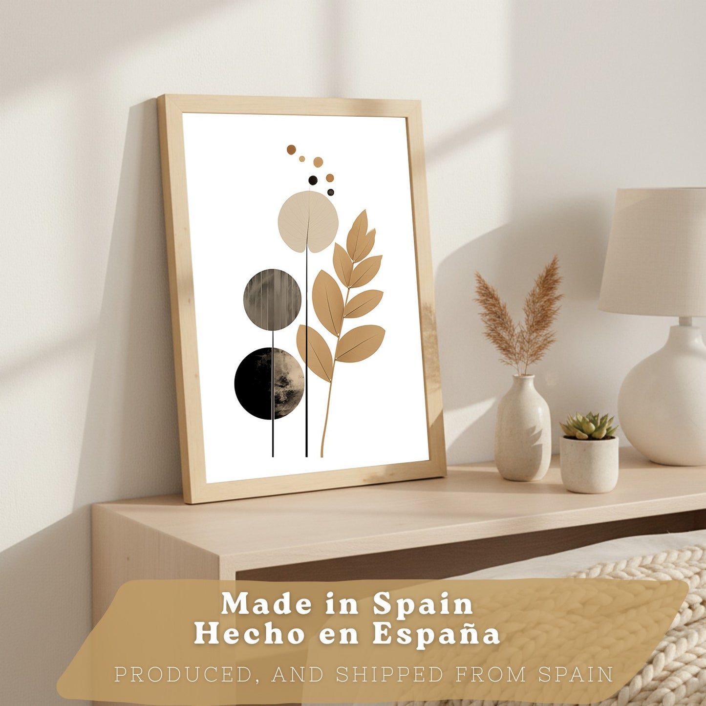 Set de 3 laminas decorativas Flores Geometricas Cuadros Salon modernos - Posters decorativos Tono marron y negro. Decoración Dormitorios.