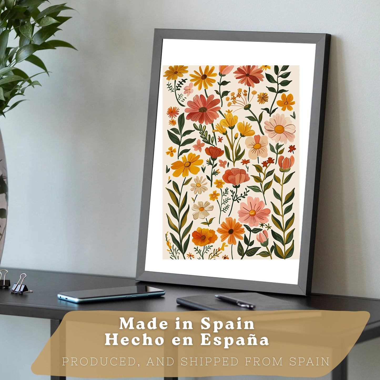 Set de 3 laminas decorativas flores silvestres. Cuadros Salon modernos - Posters decorativos Botanico campestre. Decoración Dormitorios.