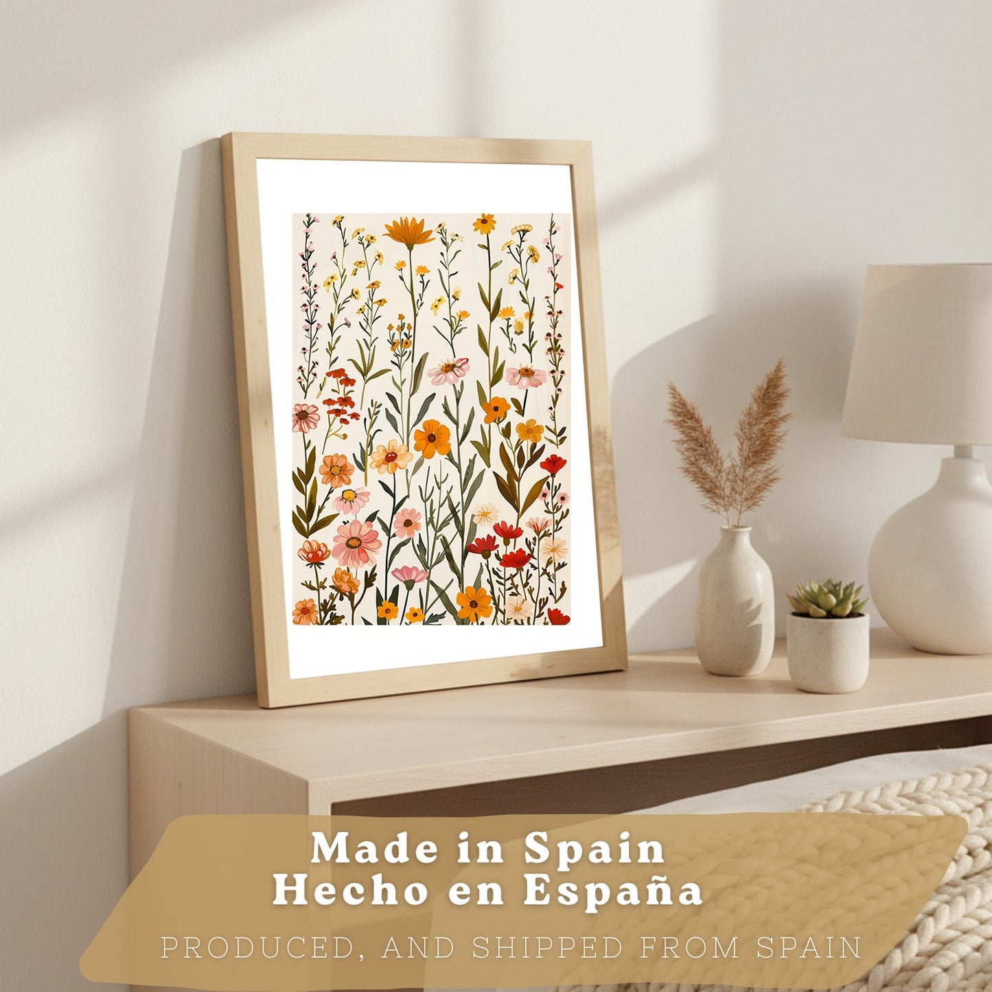 Set de 3 laminas decorativas flores silvestres. Cuadros Salon modernos - Posters decorativos Botanico campestre. Decoración Dormitorios.