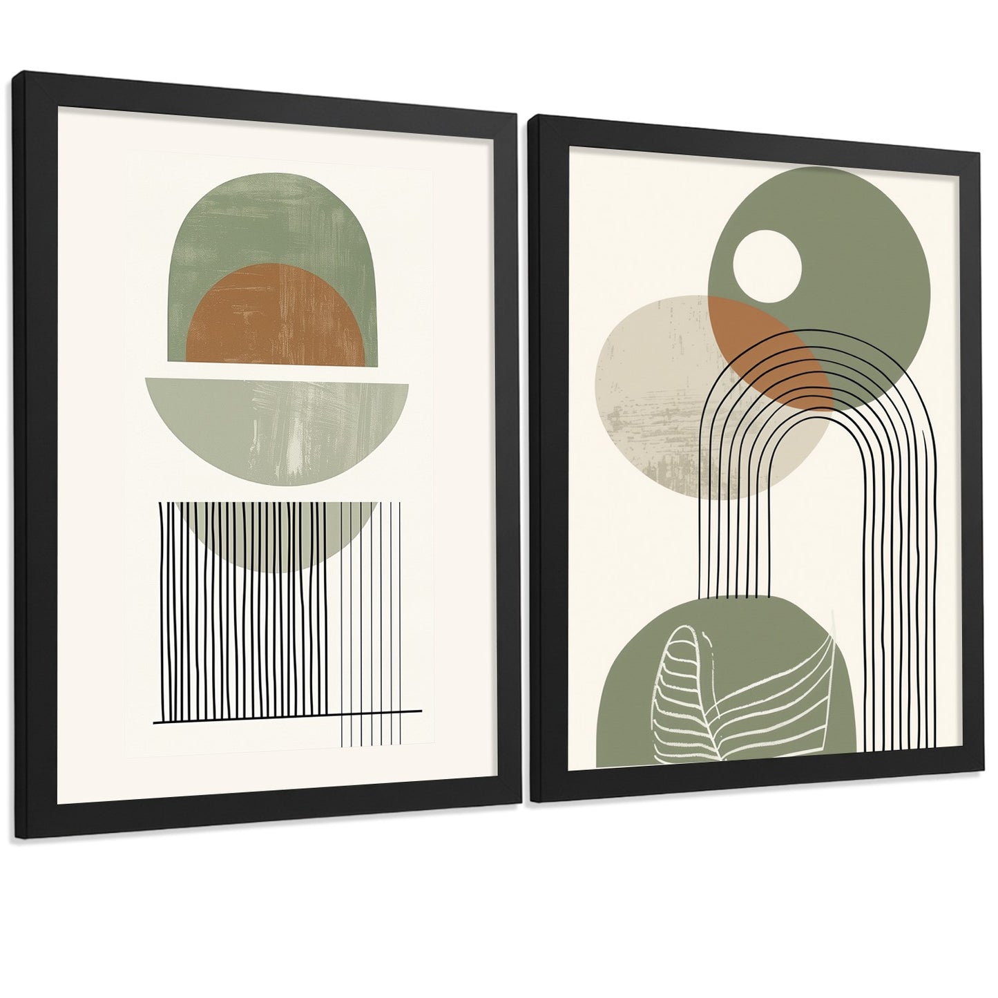 Set de 3 laminas decorativas Abstractas Cuadros Salon modernos - Posters decorativos verdes Decoración Dormitorios.