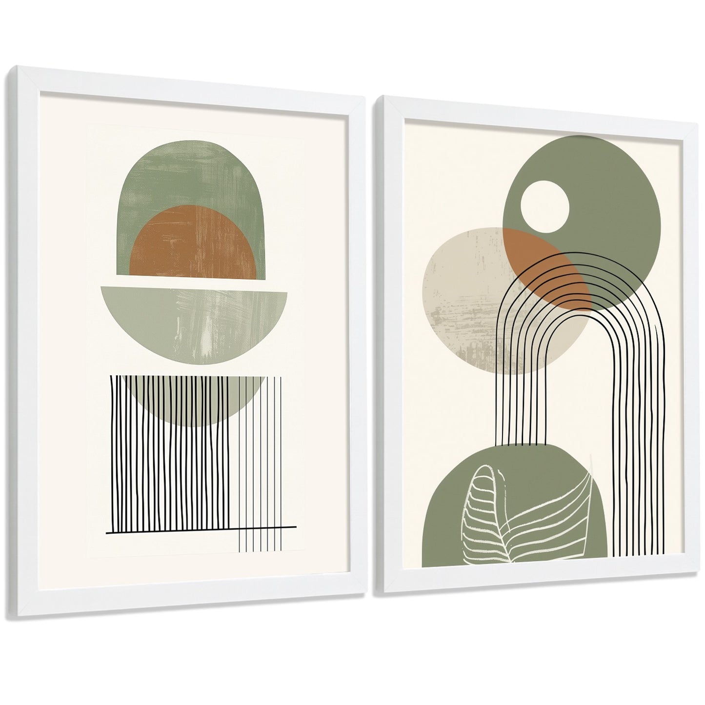 Set de 3 laminas decorativas Abstractas Cuadros Salon modernos - Posters decorativos verdes Decoración Dormitorios.