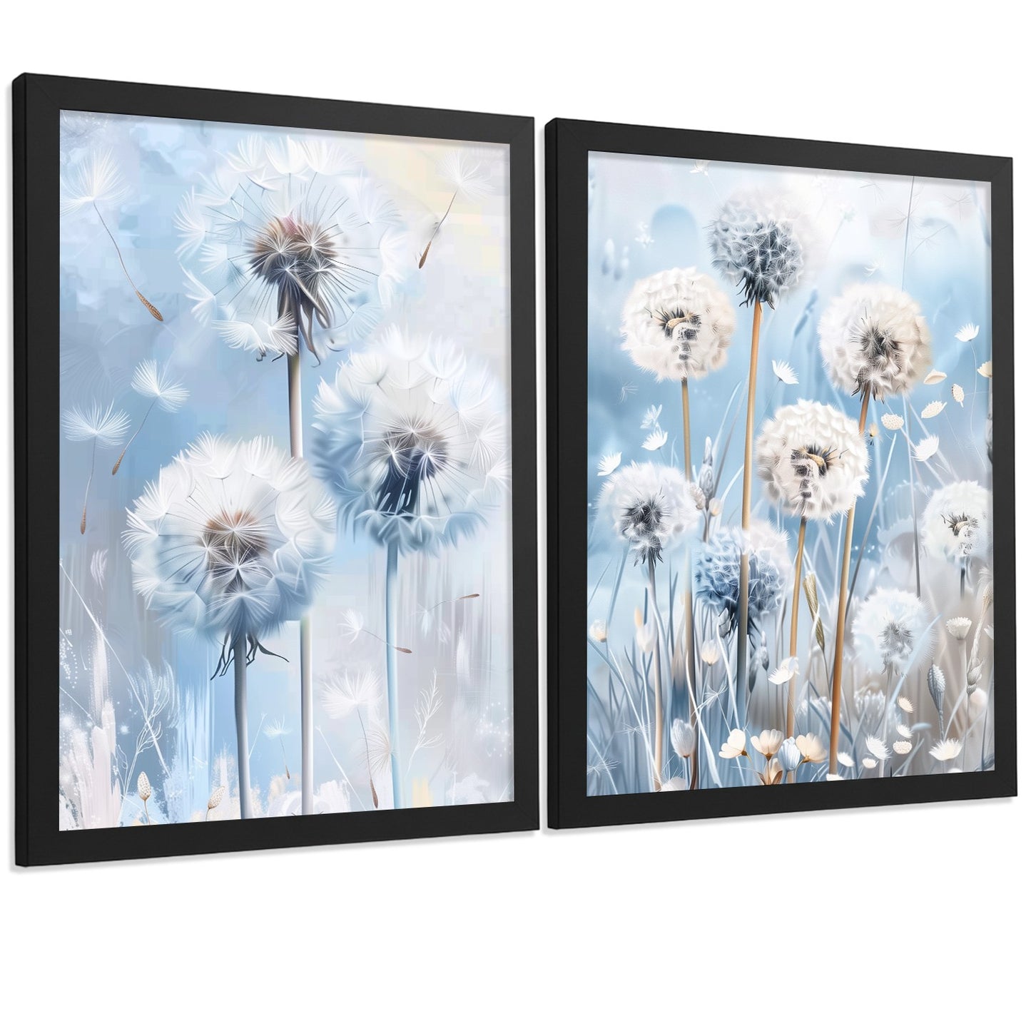 Set de 2 laminas decorativas Flores azules  Cuadros Salon modernos - Posters decorativos Azul Decoración Dormitorios.