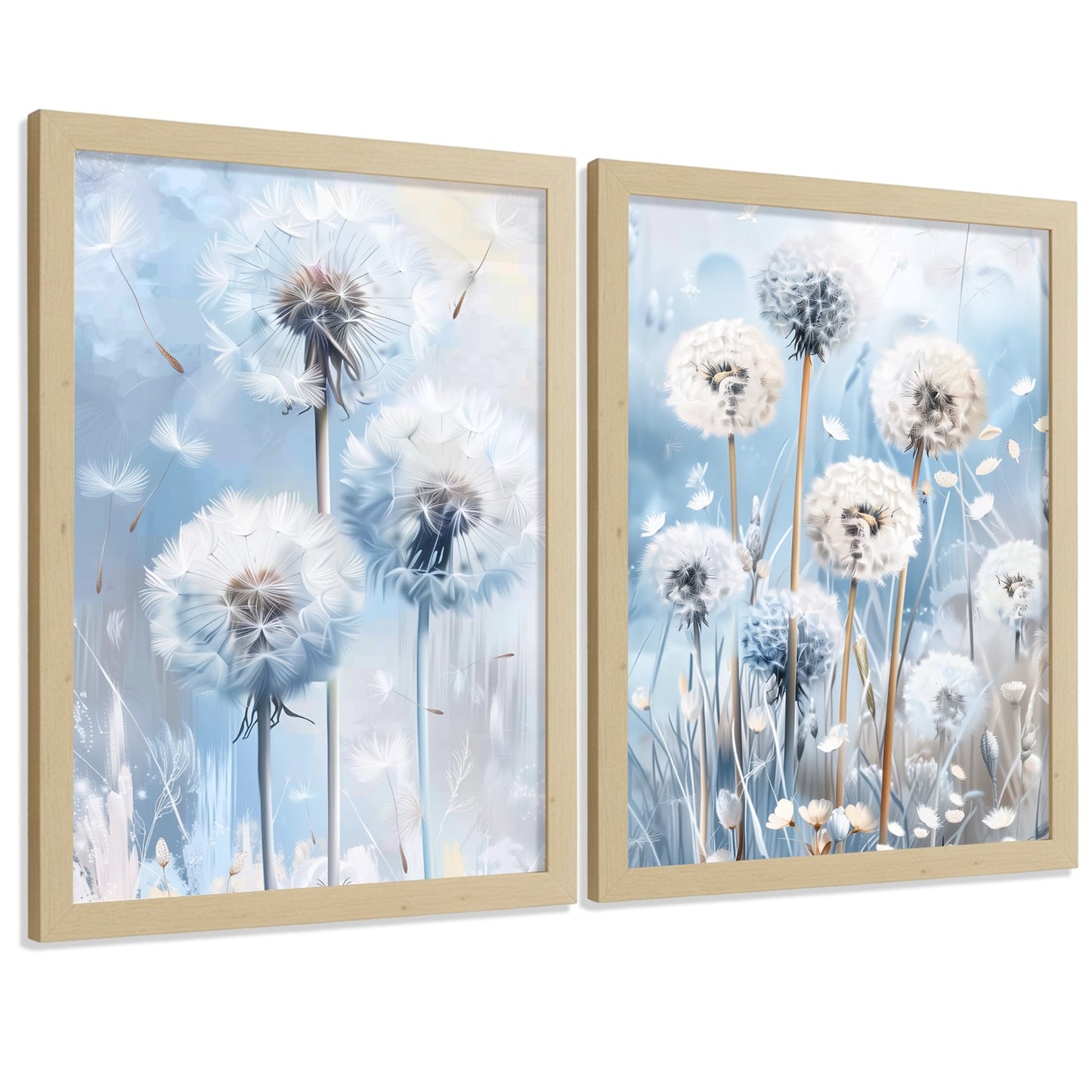 Set de 2 laminas decorativas Flores azules  Cuadros Salon modernos - Posters decorativos Azul Decoración Dormitorios.