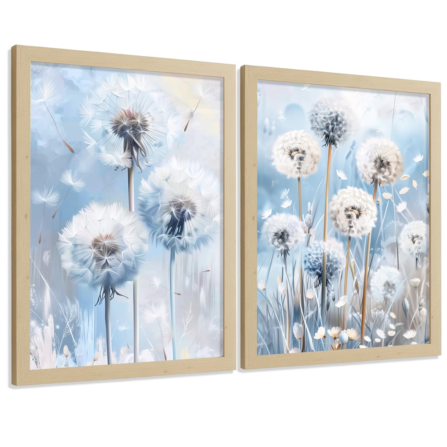 Set de 2 laminas decorativas Flores azules  Cuadros Salon modernos - Posters decorativos Azul Decoración Dormitorios.