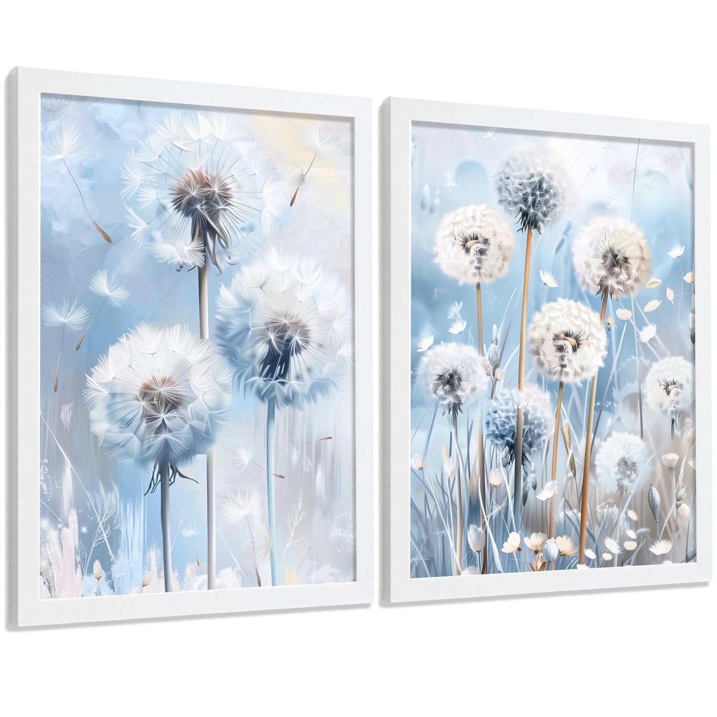 Set de 2 laminas decorativas Flores azules  Cuadros Salon modernos - Posters decorativos Azul Decoración Dormitorios.