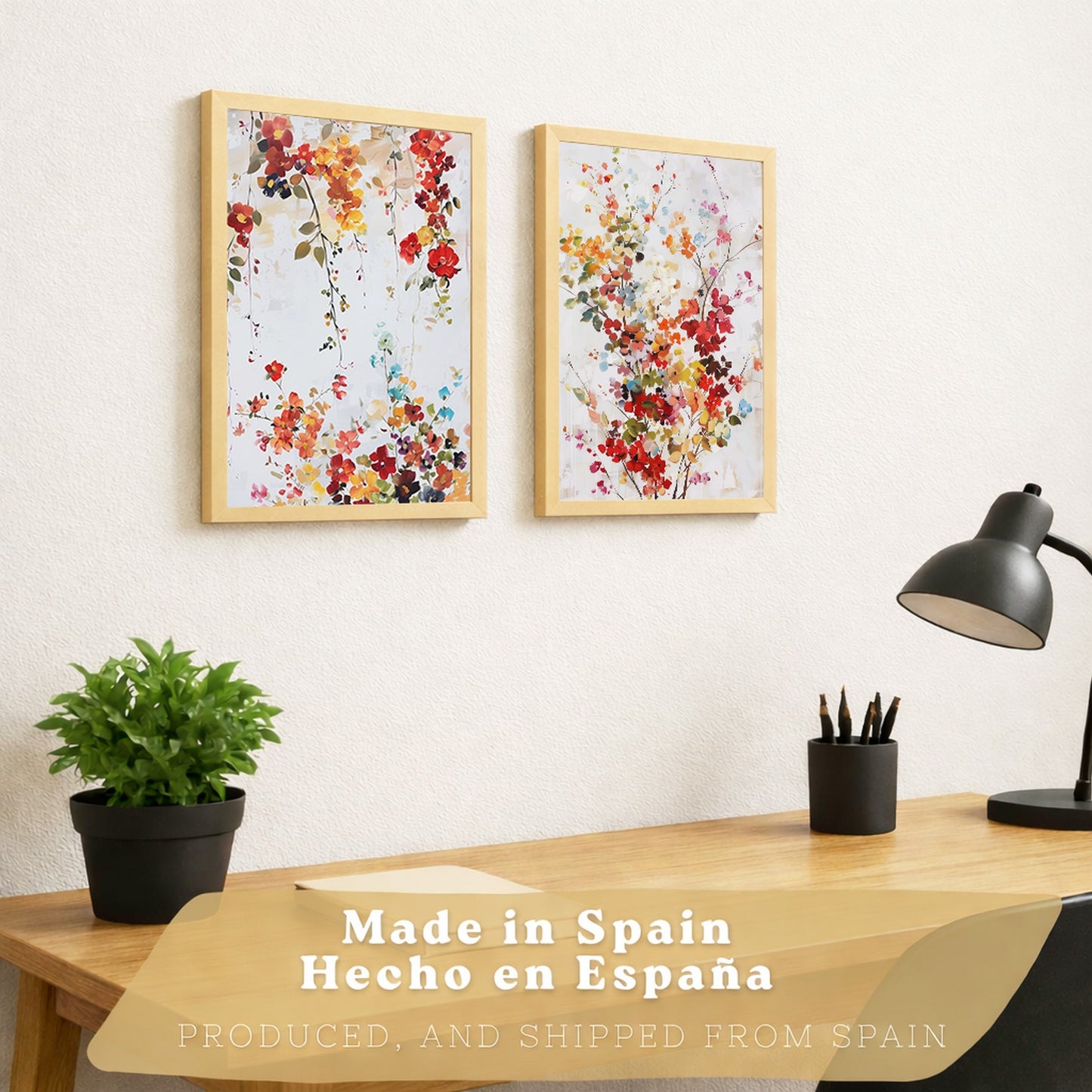 Juego de 2 laminas decorativas flores siilvestres. Cuadros Salon modernos - Posters decorativos Botanico campestre. Decoración Dormitorios.