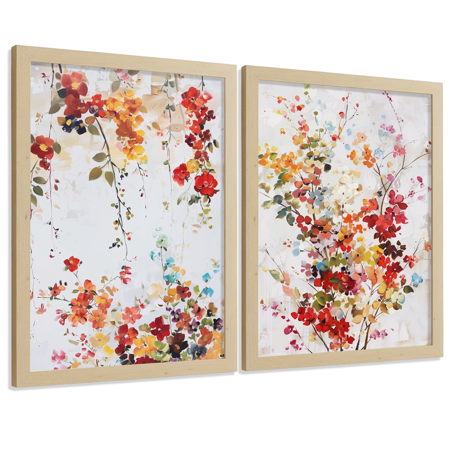 Juego de 2 laminas decorativas flores siilvestres. Cuadros Salon modernos - Posters decorativos Botanico campestre. Decoración Dormitorios.