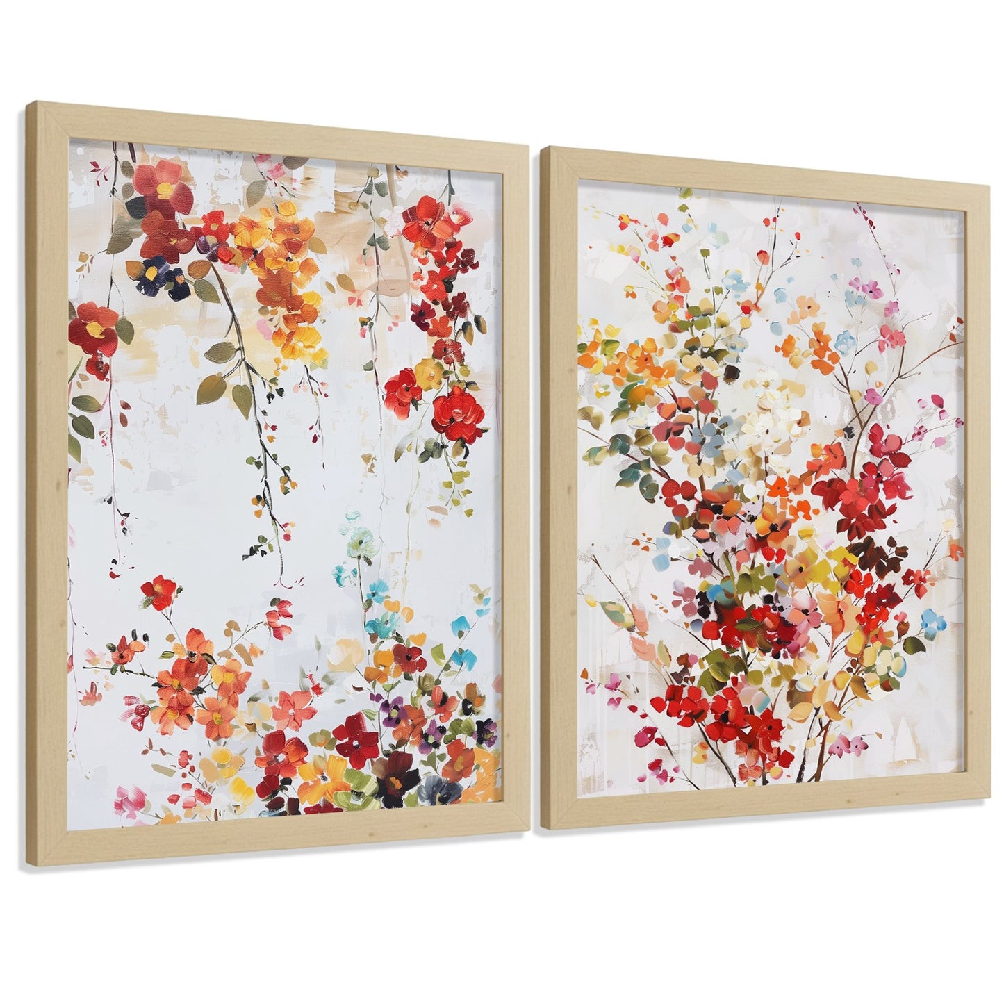 Juego de 2 laminas decorativas flores siilvestres. Cuadros Salon modernos - Posters decorativos Botanico campestre. Decoración Dormitorios.