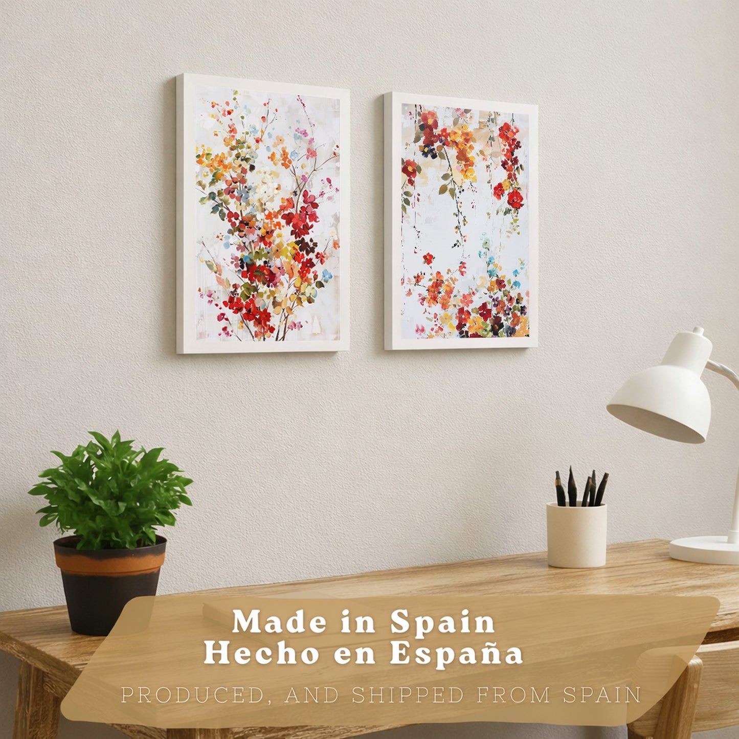 Juego de 2 laminas decorativas flores siilvestres. Cuadros Salon modernos - Posters decorativos Botanico campestre. Decoración Dormitorios.
