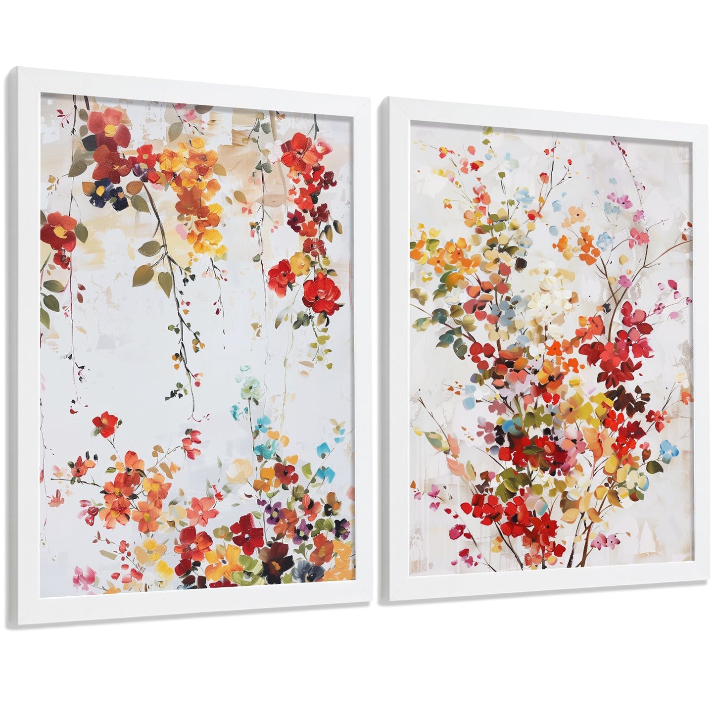 Juego de 2 laminas decorativas flores siilvestres. Cuadros Salon modernos - Posters decorativos Botanico campestre. Decoración Dormitorios.