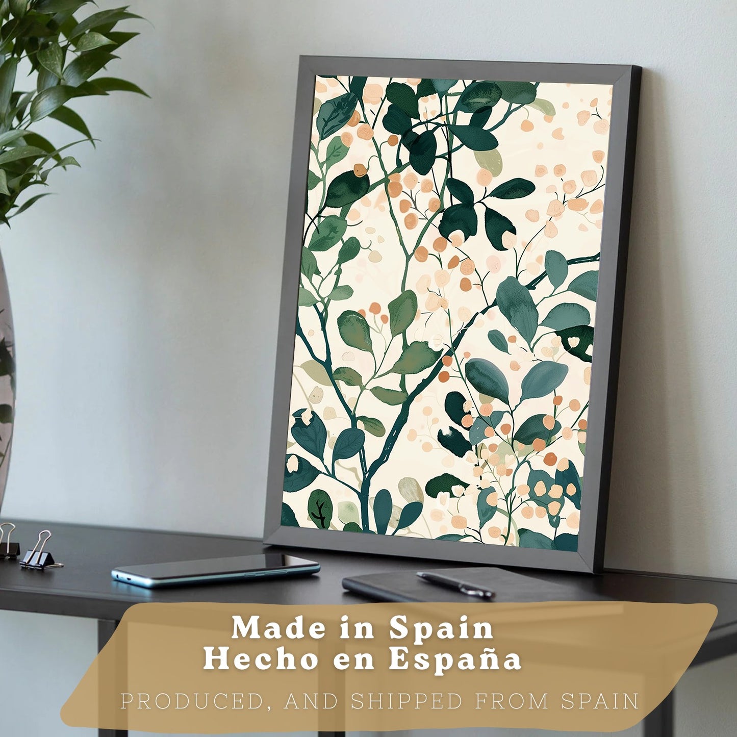 Juego de 3 laminas decorativas pared estilo floral. Cuadros Salon modernos - Posters decorativos tonos pastel. Arboles y hojas Matisse. Decoración Dormitorios.