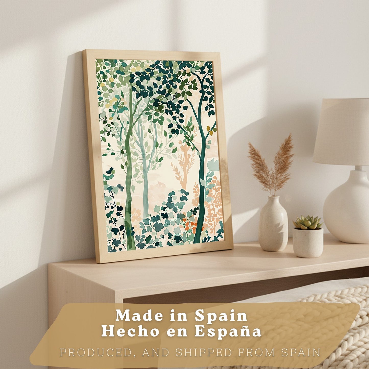 Juego de 3 laminas decorativas pared estilo floral. Cuadros Salon modernos - Posters decorativos tonos pastel. Arboles y hojas Matisse. Decoración Dormitorios.