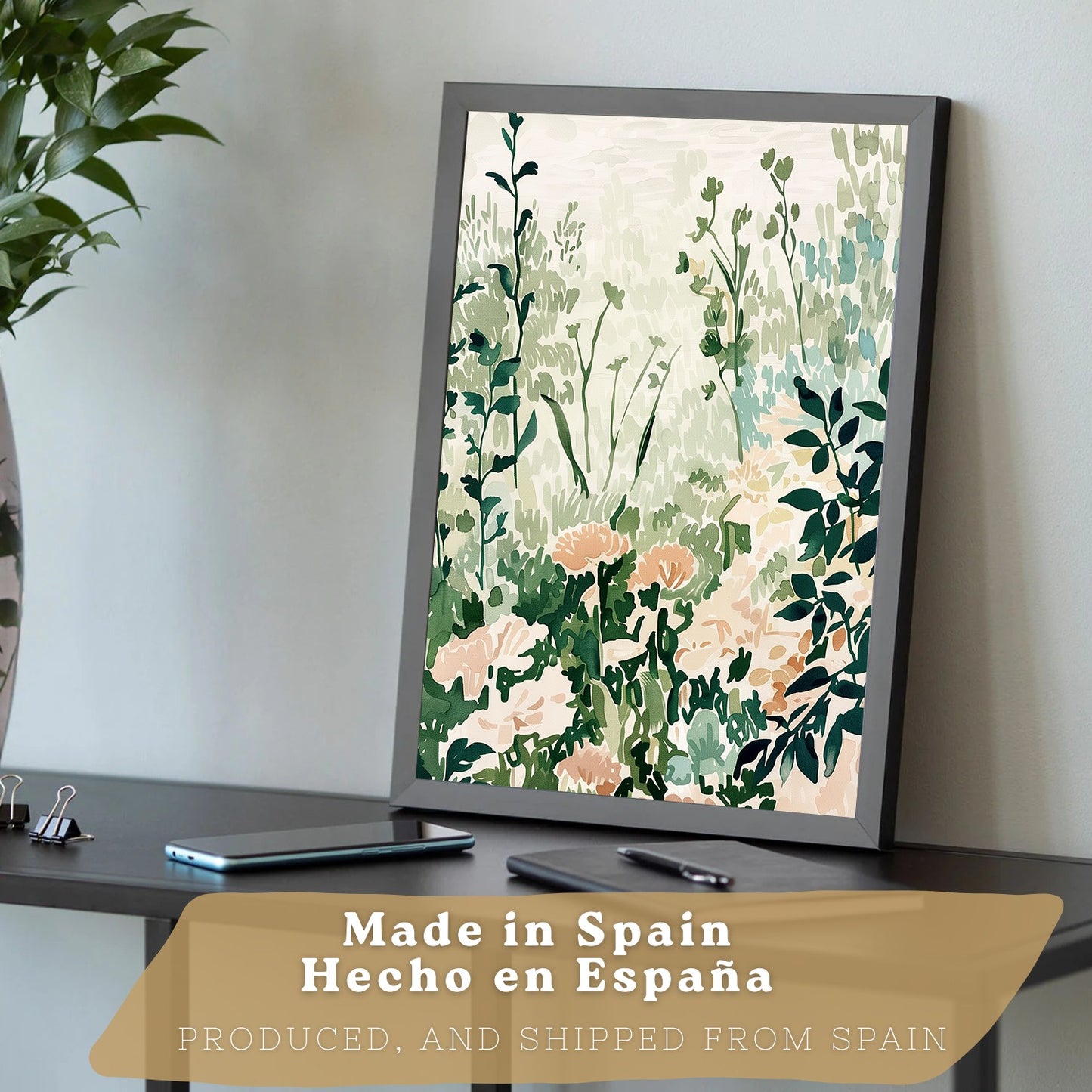 Juego de 3 laminas decorativas pared estilo floral. Cuadros Salon modernos - Posters decorativos tonos pastel. Arboles y paisaje Matisse. Decoración Dormitorios.
