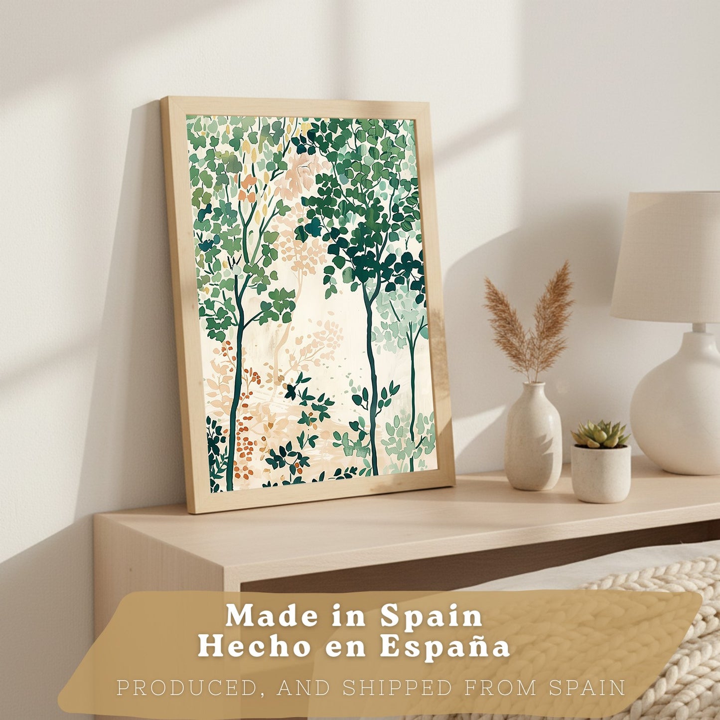 Juego de 3 laminas decorativas pared estilo floral. Cuadros Salon modernos - Posters decorativos tonos pastel. Arboles y paisaje Matisse. Decoración Dormitorios.