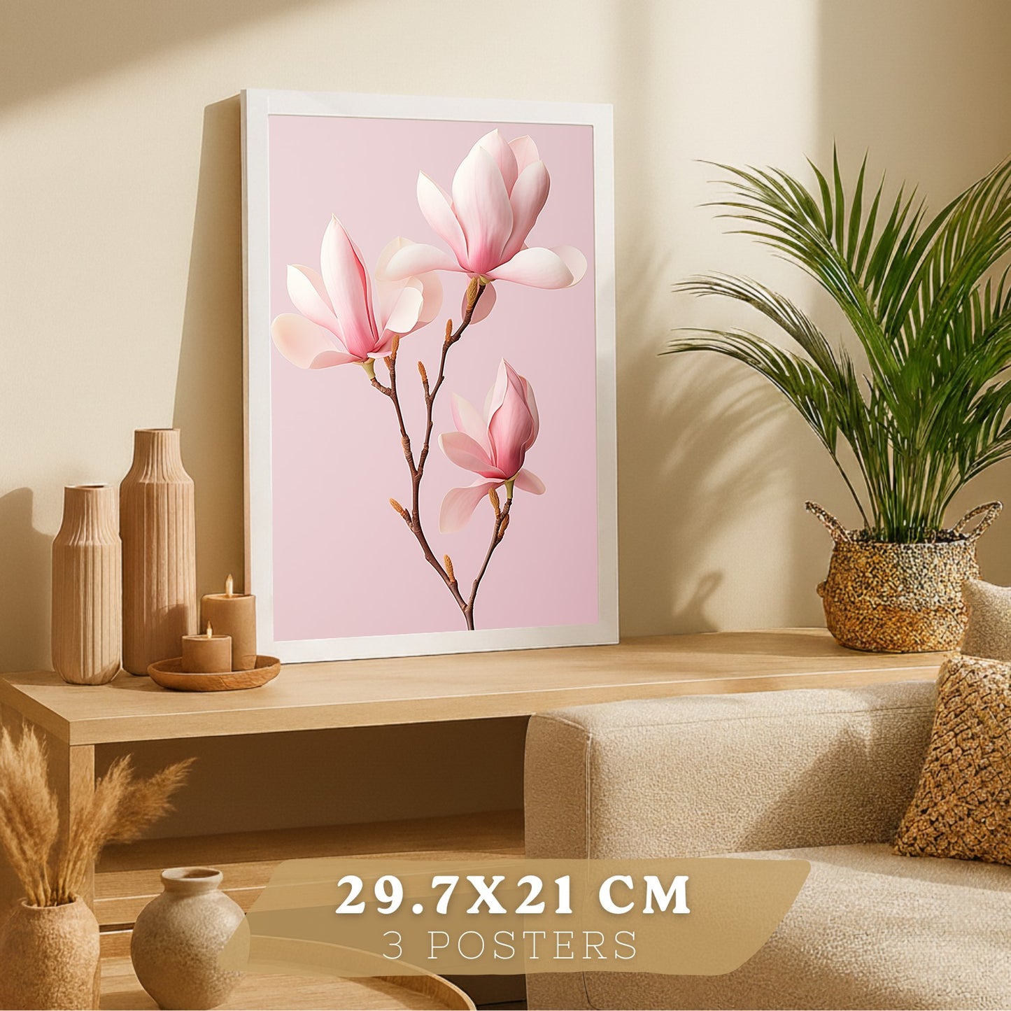 Set de 3 laminas decorativas pared flores rosas botanico Cuadros Salon modernos Orquidea marmol Posters decorativos rosas Decoración Dormitorios Sala de estar