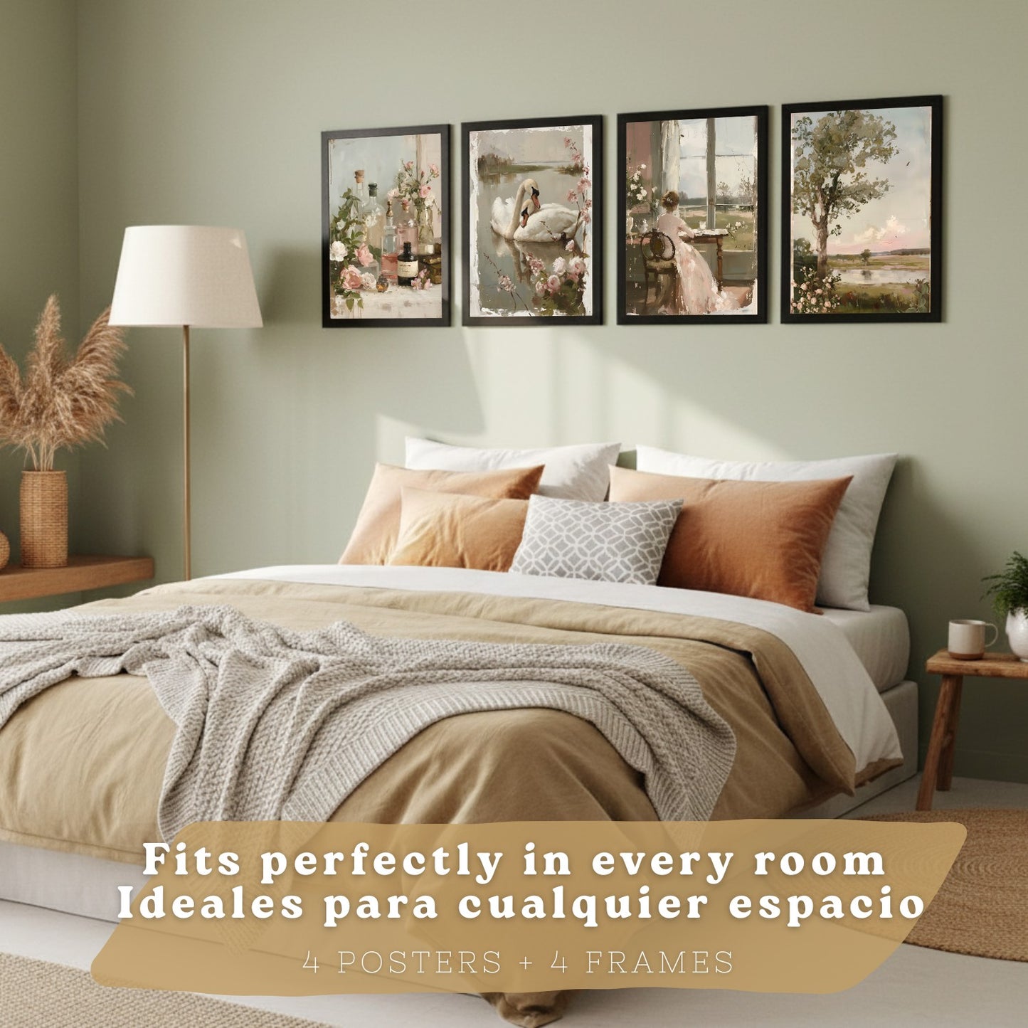 Set de 4 laminas decorativas pared Pintura Oleo Rosas Salon modernos Posters, cuadros decorativos Impresionistas. Matisse Decoración Dormitorios Sala de estar