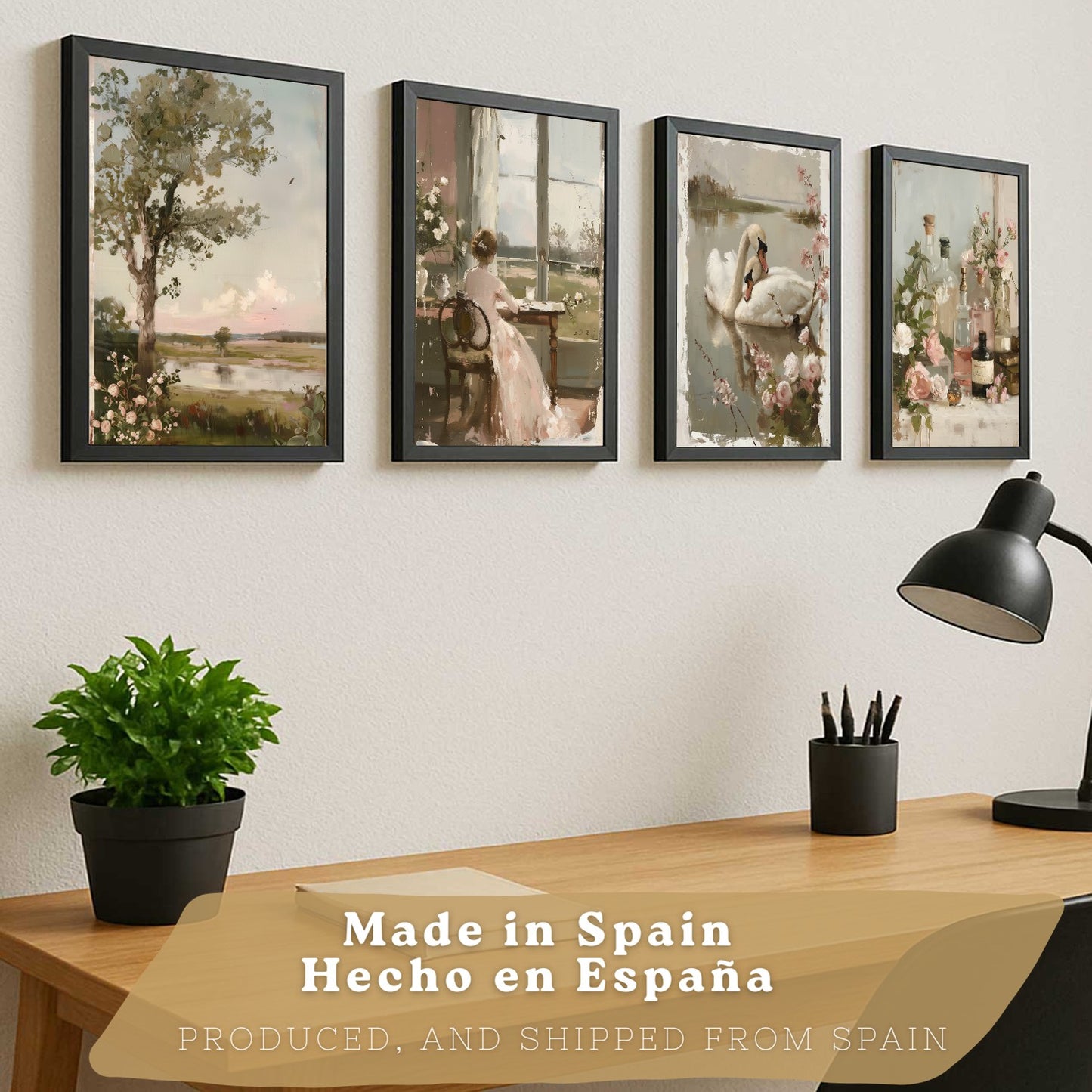 Set de 4 laminas decorativas pared Pintura Oleo Rosas Salon modernos Posters, cuadros decorativos Impresionistas. Matisse Decoración Dormitorios Sala de estar