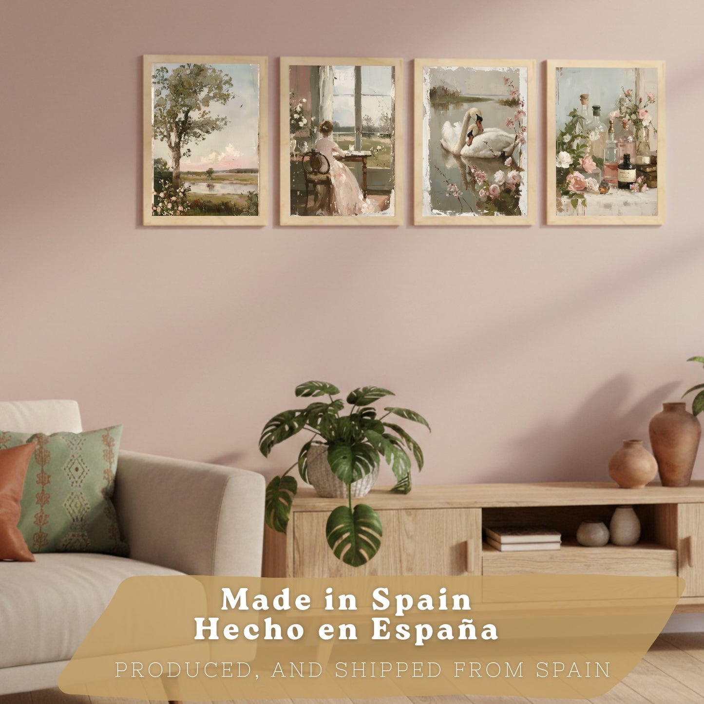 Set de 4 laminas decorativas pared Pintura Oleo Rosas Salon modernos Posters, cuadros decorativos Impresionistas. Matisse Decoración Dormitorios Sala de estar