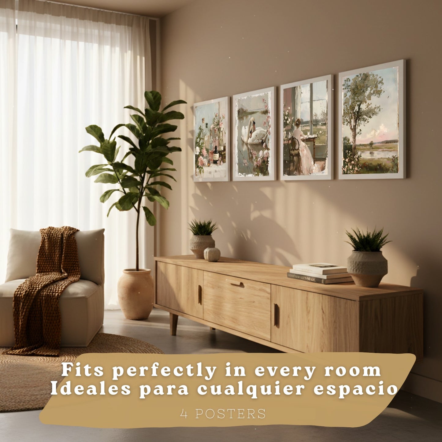 Set de 4 laminas decorativas pared Pintura Oleo Rosas Salon modernos Posters, cuadros decorativos Impresionistas. Matisse Decoración Dormitorios Sala de estar