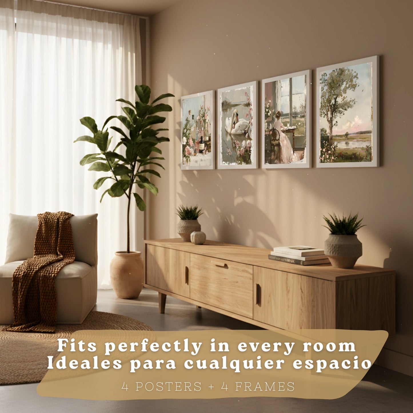 Set de 4 laminas decorativas pared Pintura Oleo Rosas Salon modernos Posters, cuadros decorativos Impresionistas. Matisse Decoración Dormitorios Sala de estar