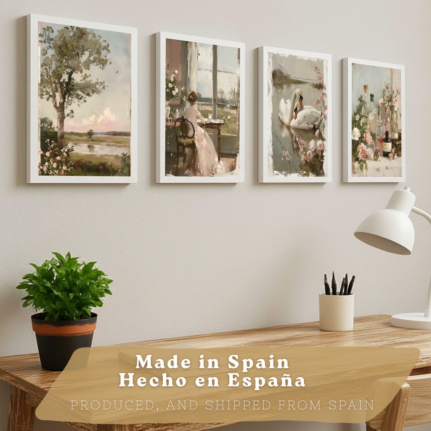 Set de 4 laminas decorativas pared Pintura Oleo Rosas Salon modernos Posters, cuadros decorativos Impresionistas. Matisse Decoración Dormitorios Sala de estar