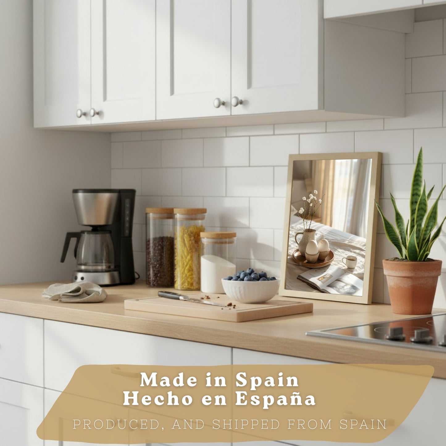 Set de 3 Láminas Café y Desayuno Acogedor Cuadros Cocina Croissant Miel y Té Estilo Nórdico Póster Decoración Pared