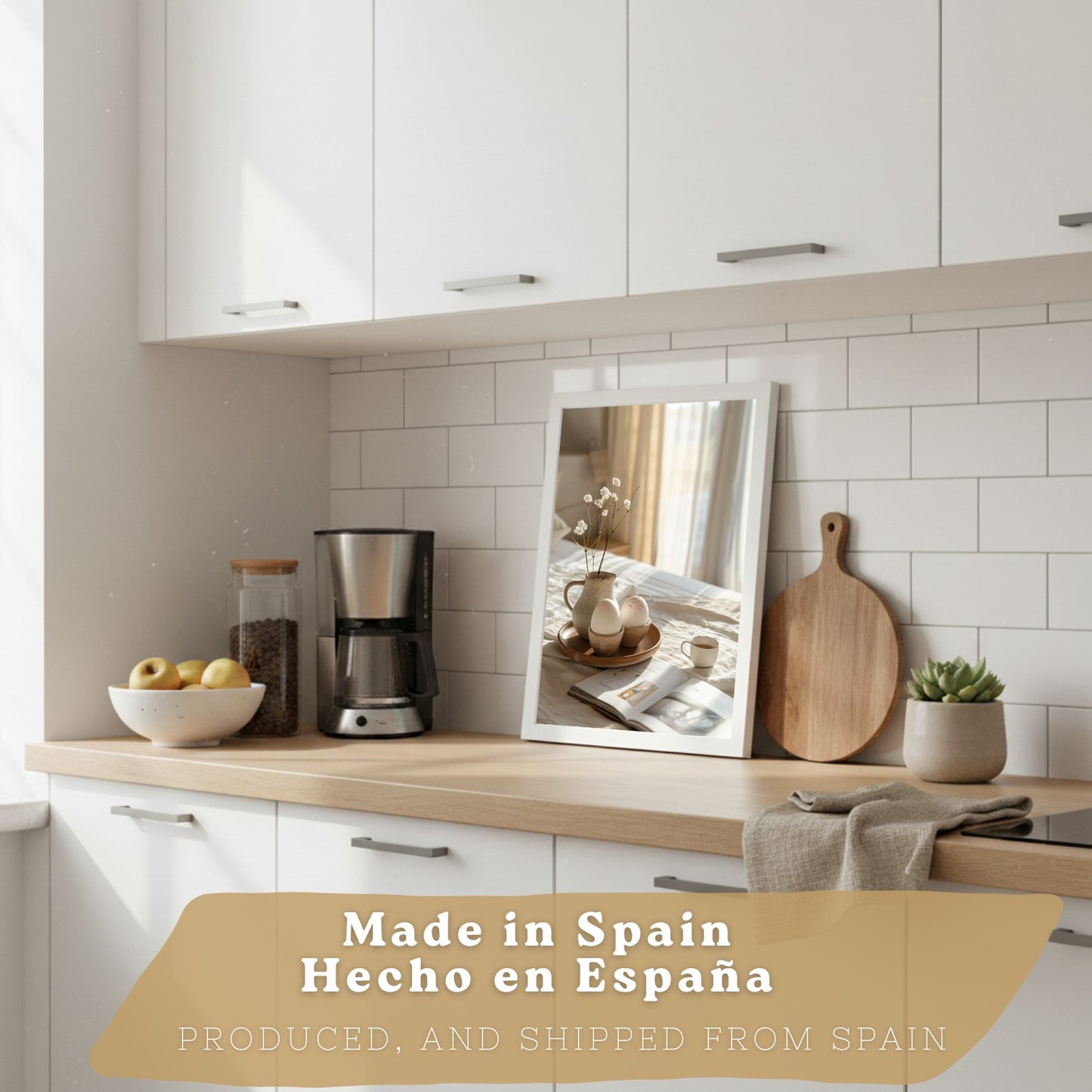 Set de 3 Láminas Café y Desayuno Acogedor Cuadros Cocina Croissant Miel y Té Estilo Nórdico Póster Decoración Pared