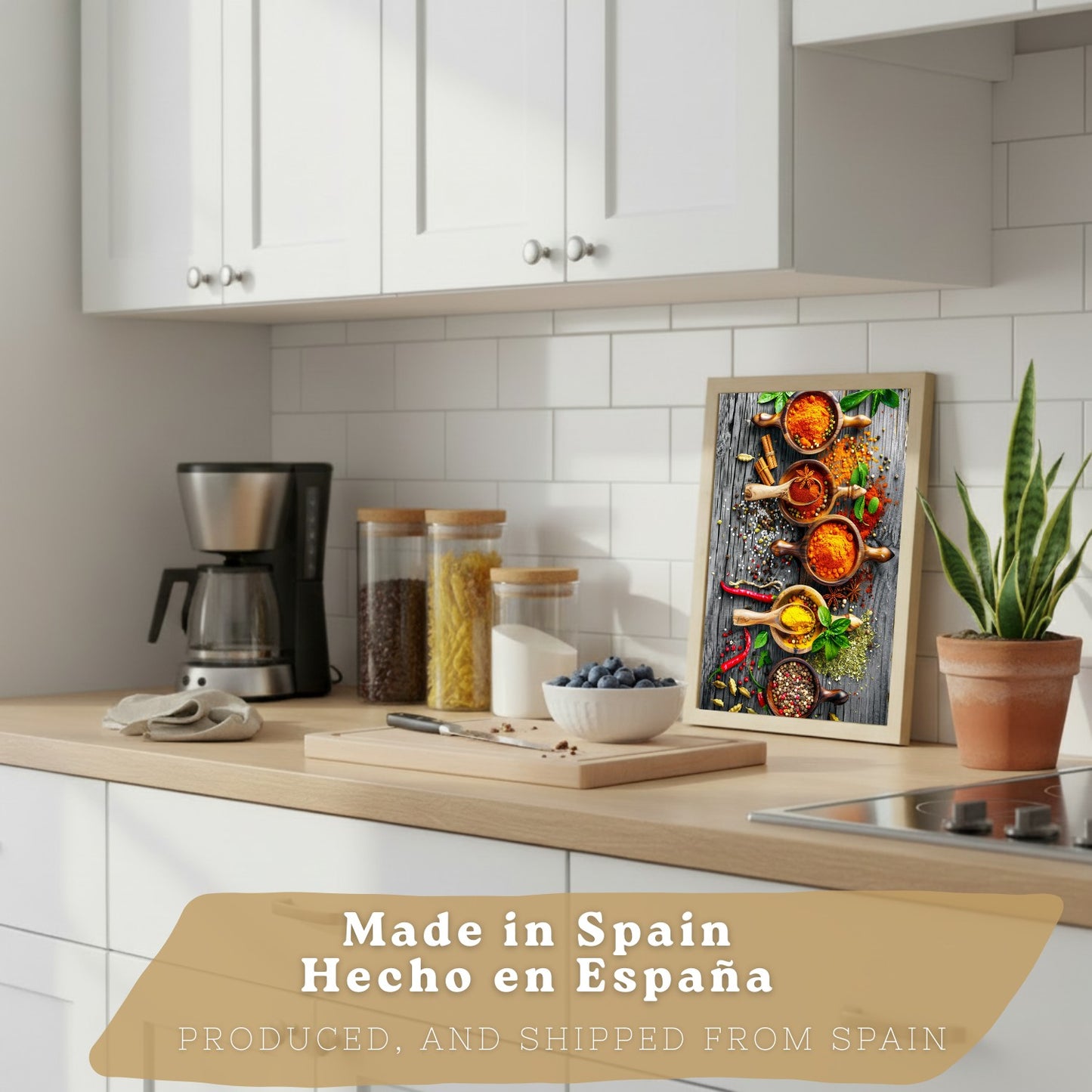 Set de 3 Láminas Especias y Condimentos Cuadros Cocina Hierbas Aromáticas Estilo Gastronómico Póster Decoración Pared