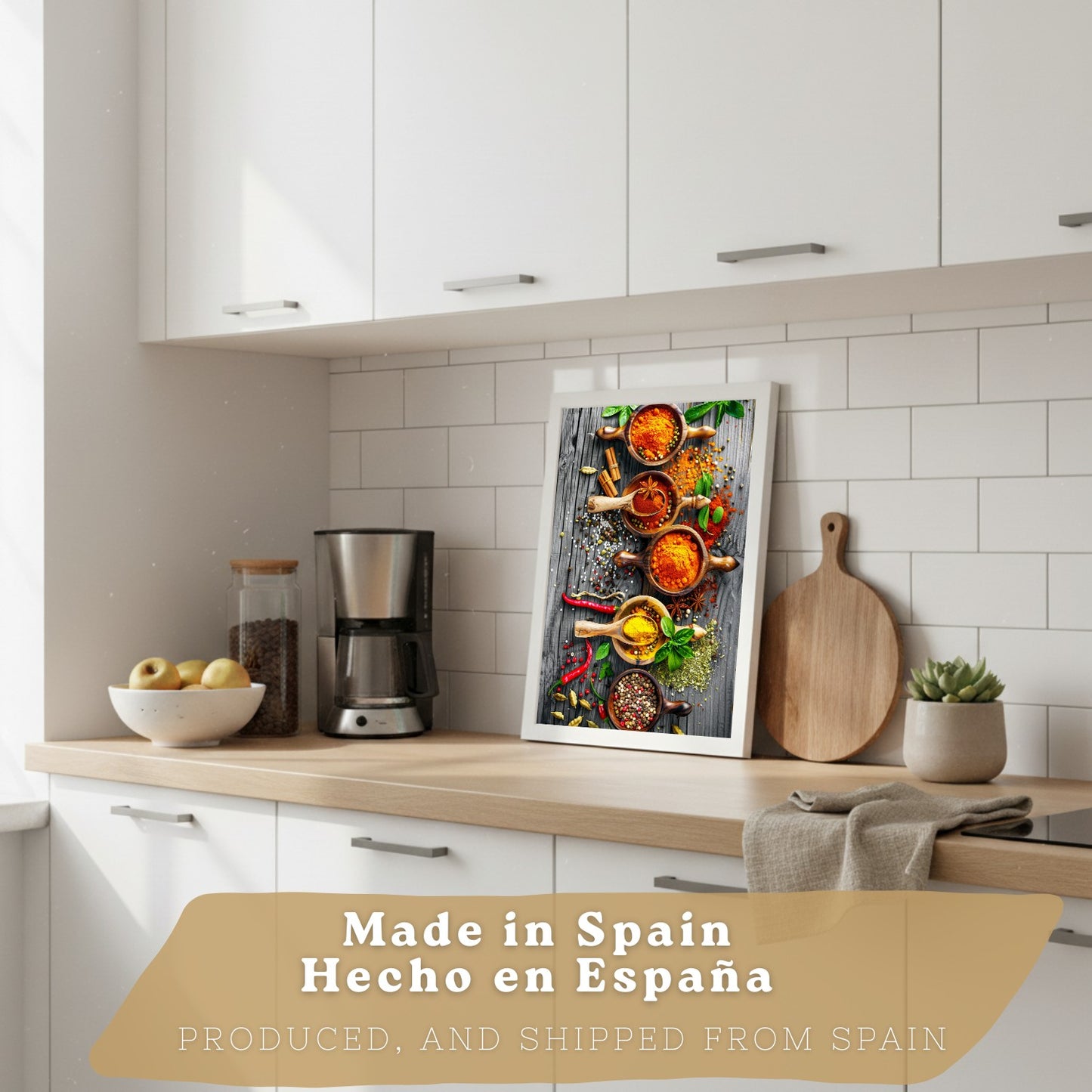 Set de 3 Láminas Especias y Condimentos Cuadros Cocina Hierbas Aromáticas Estilo Gastronómico Póster Decoración Pared