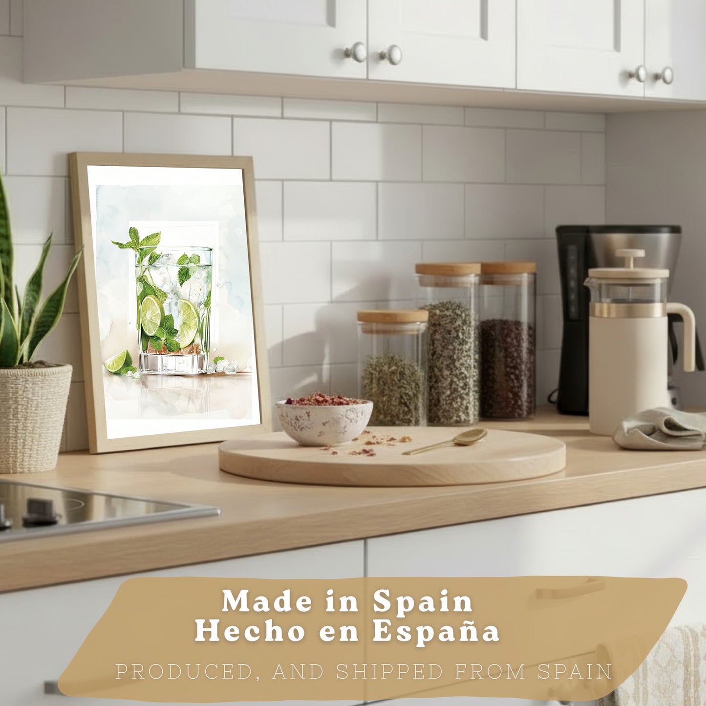 Set de 4 Láminas Cócteles y Vino Acuarela Cuadros Cocina Copas Coloridas Negroni y Tropical Póster Decoración Pared Bar