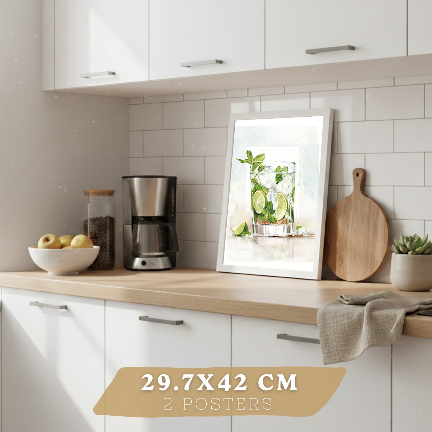 Set de 4 Láminas Cócteles y Vino Acuarela Cuadros Cocina Copas Coloridas Negroni y Tropical Póster Decoración Pared Bar