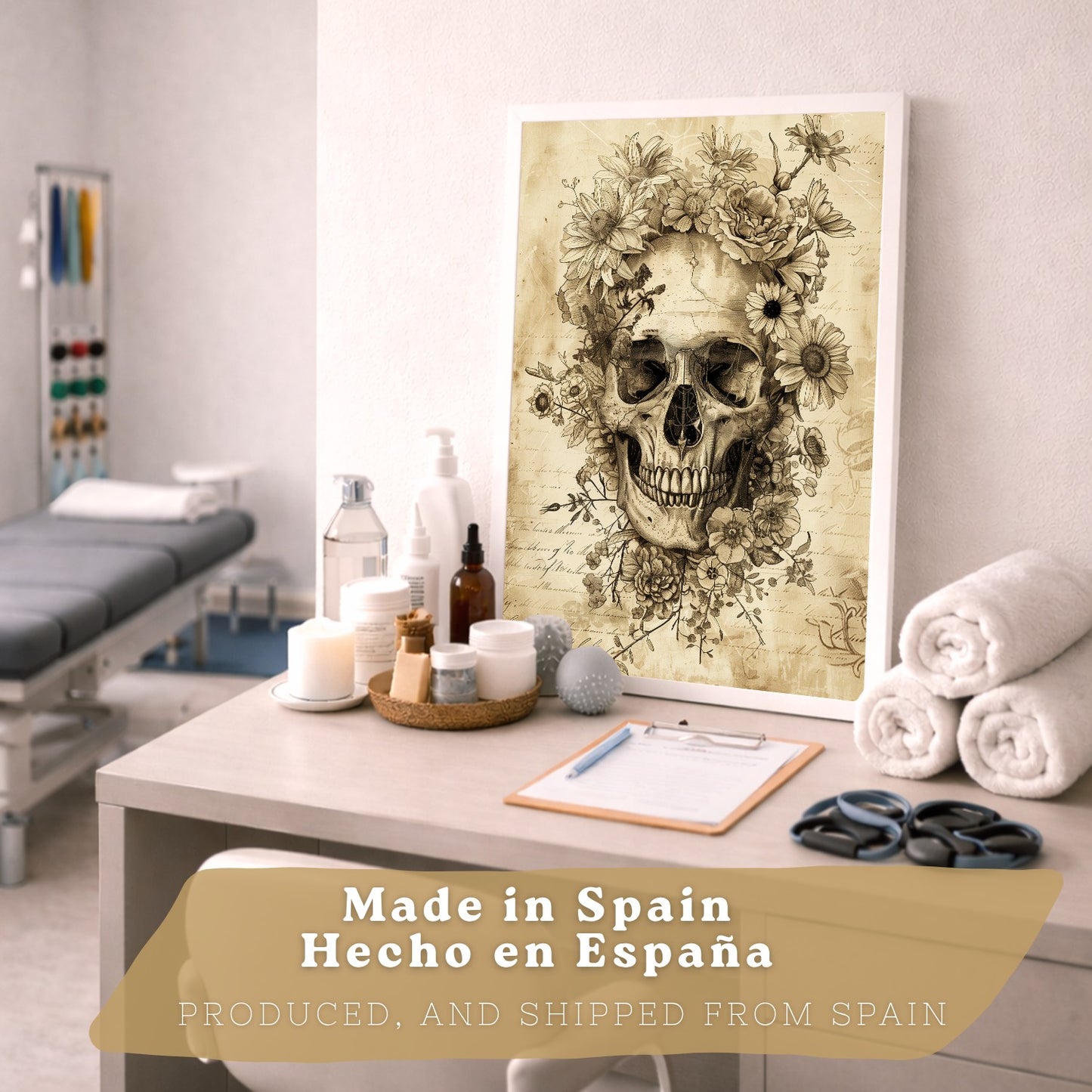 Set 2 Posters y Cuadros de Anatomía Humana Láminas con Cráneo Columna Vertebral Costillas Pelvis Diseño Vintage Clásico