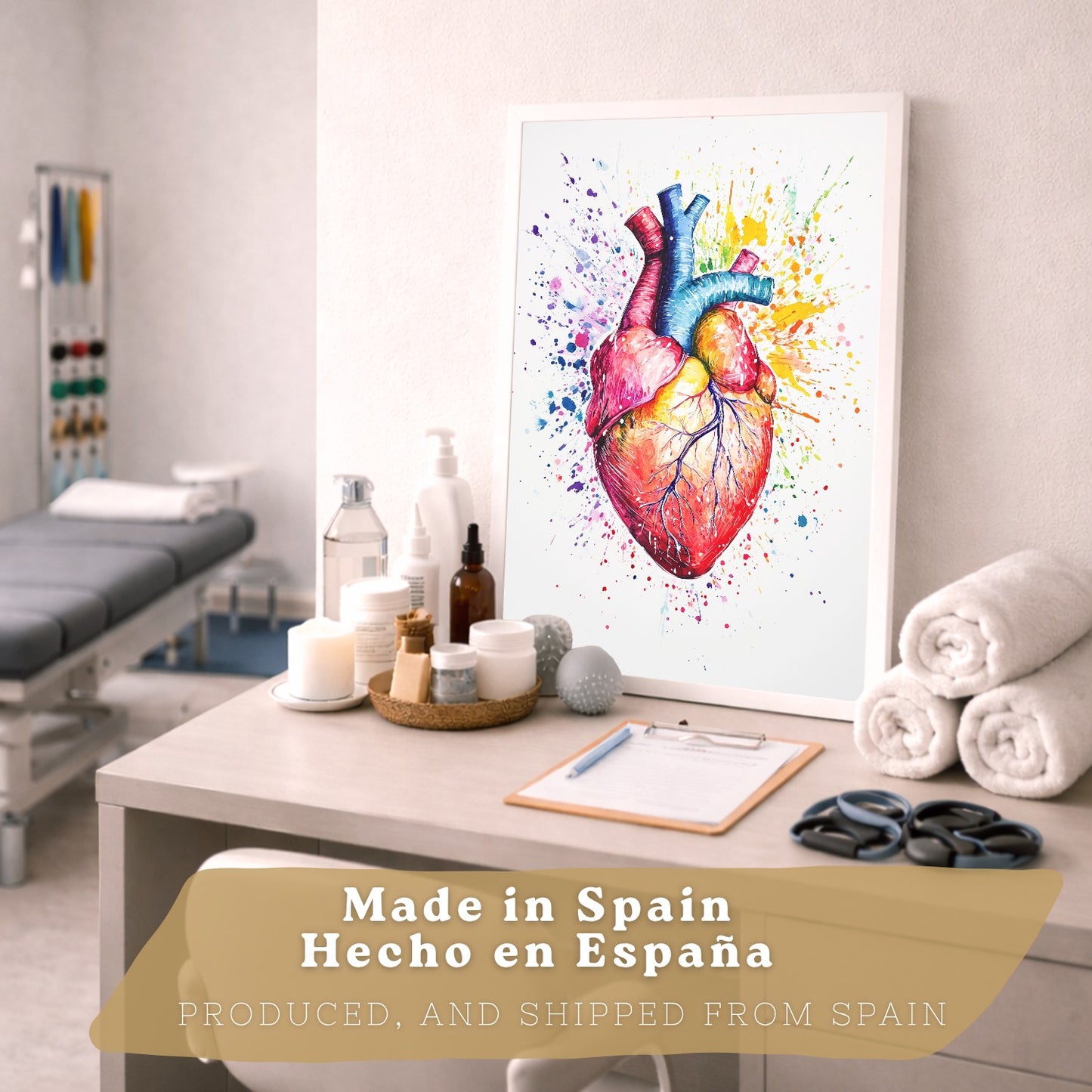 Set 3 Posters y Cuadros de Anatomía Humana Láminas con Cerebro Corazón Costillas Columna Vertebral Diseño Acuarela Vibrante