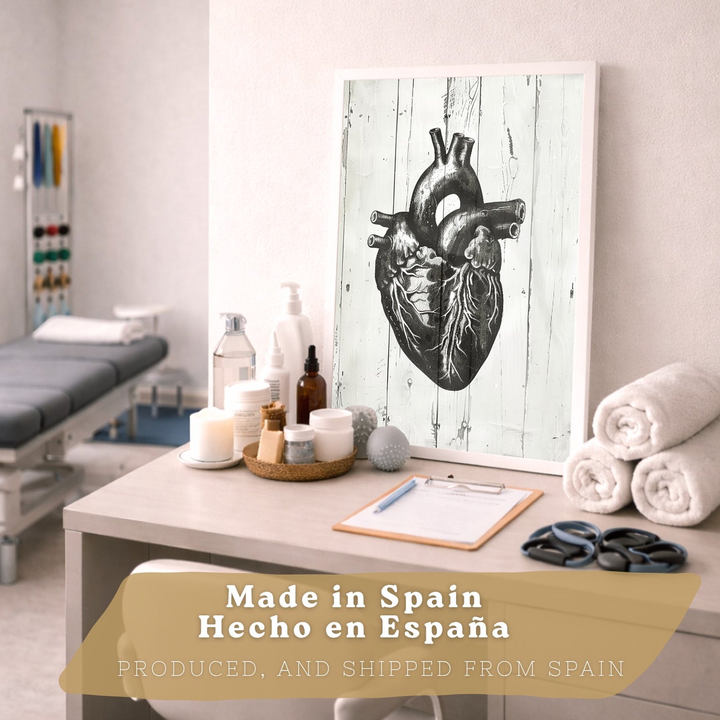 Set 3 Cuadros Decorativos de Anatomía Humana Láminas y Posters con Cerebro Corazón Pulmones Tráquea Bronquios Diseño Industrial Blanco y Negro