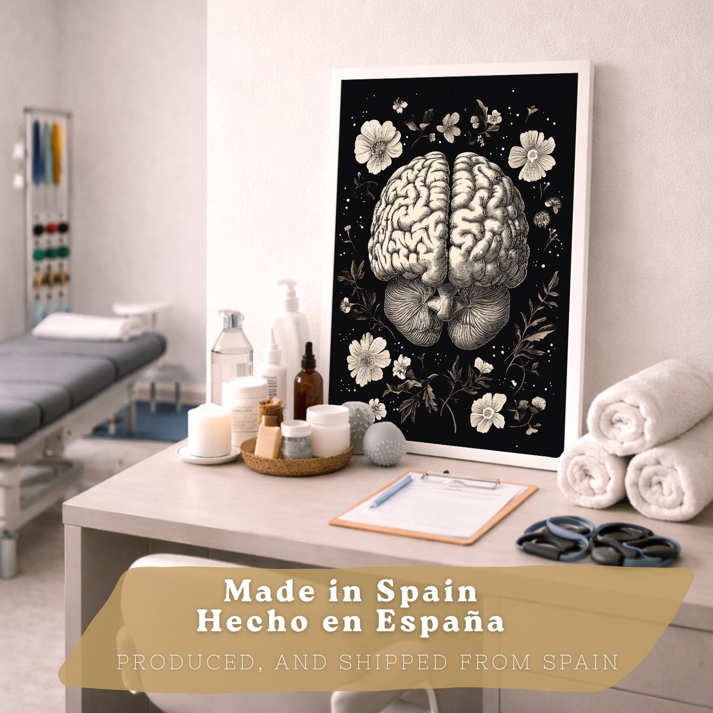 Set 3 Posters y Cuadros de Anatomía Humana Láminas con Riñón Sistema Urinario Cerebro y Corazón Diseño Clásico Blanco y Negro
