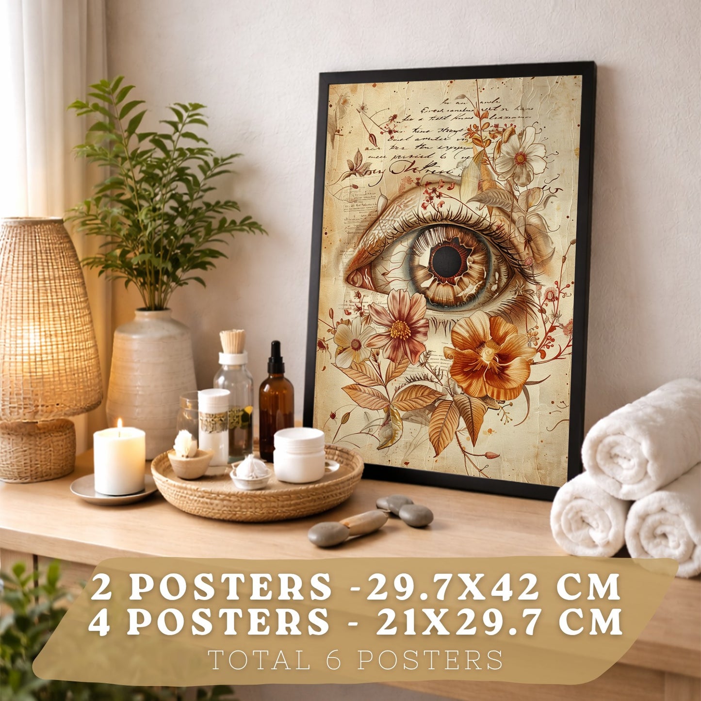 Set de 6 láminas anatómicas clásicas para decorar pared, arte médico botánico con ojo, corazón, diente, útero, pulmones y cerebro, manuscrito antiguo, sin marco