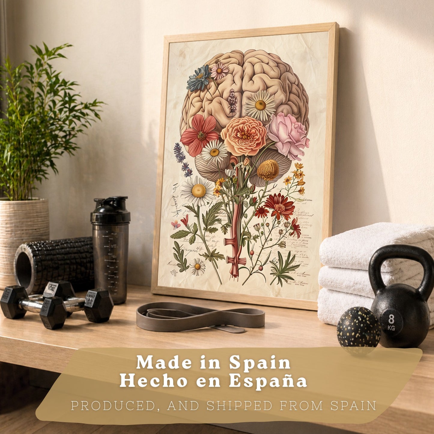 Colección de 6 posters anatómicos estilo antiguo para pared, ilustraciones médicas de corazón, cráneo, pulmones, riñones y cerebro con flores, fondo pergamino,