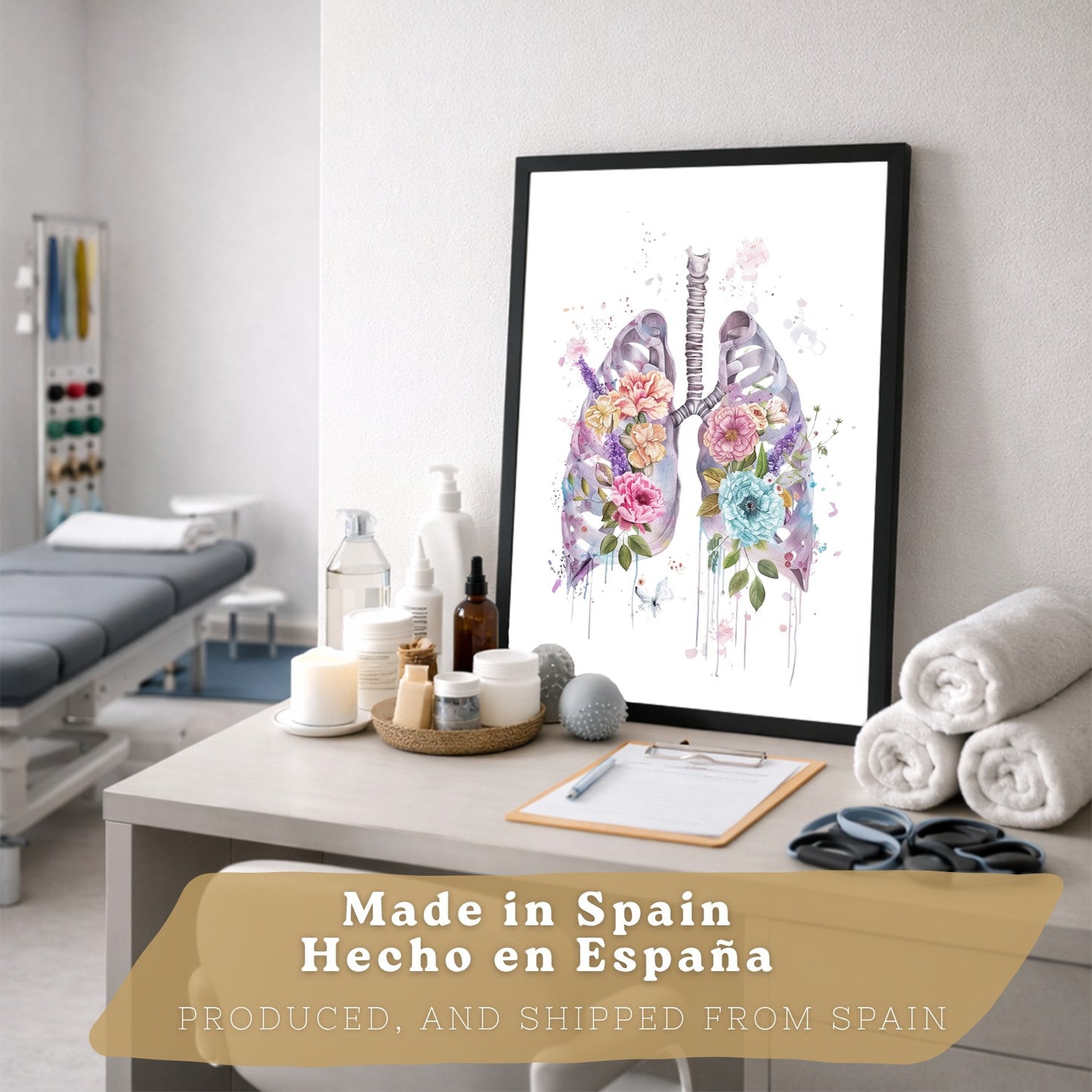 Set de 6 láminas de anatomía floral en acuarela, pósters con ilustraciones de cerebro, pulmones, esqueleto, riñones y órganos,médico botánico para pared,
