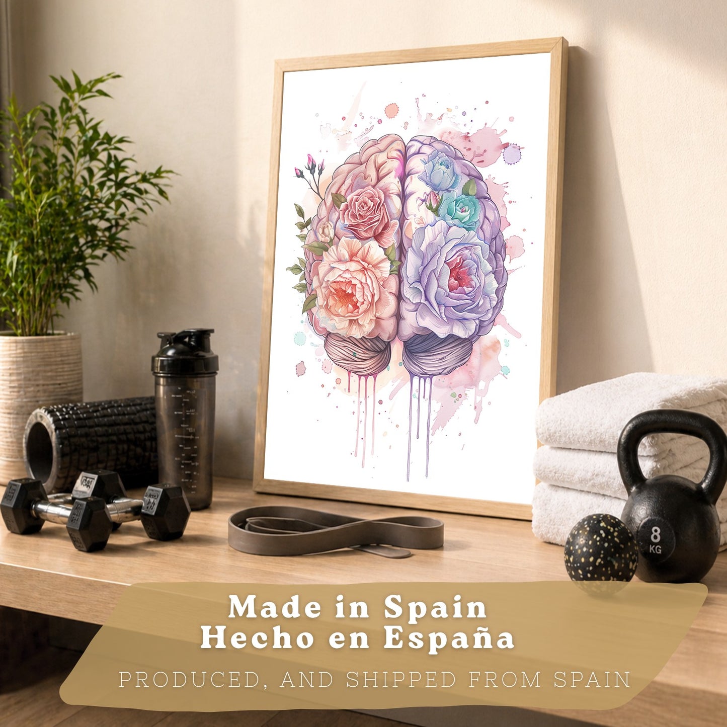 Set de 6 láminas de anatomía floral en acuarela, pósters con ilustraciones de cerebro, pulmones, esqueleto, riñones y órganos,médico botánico para pared,