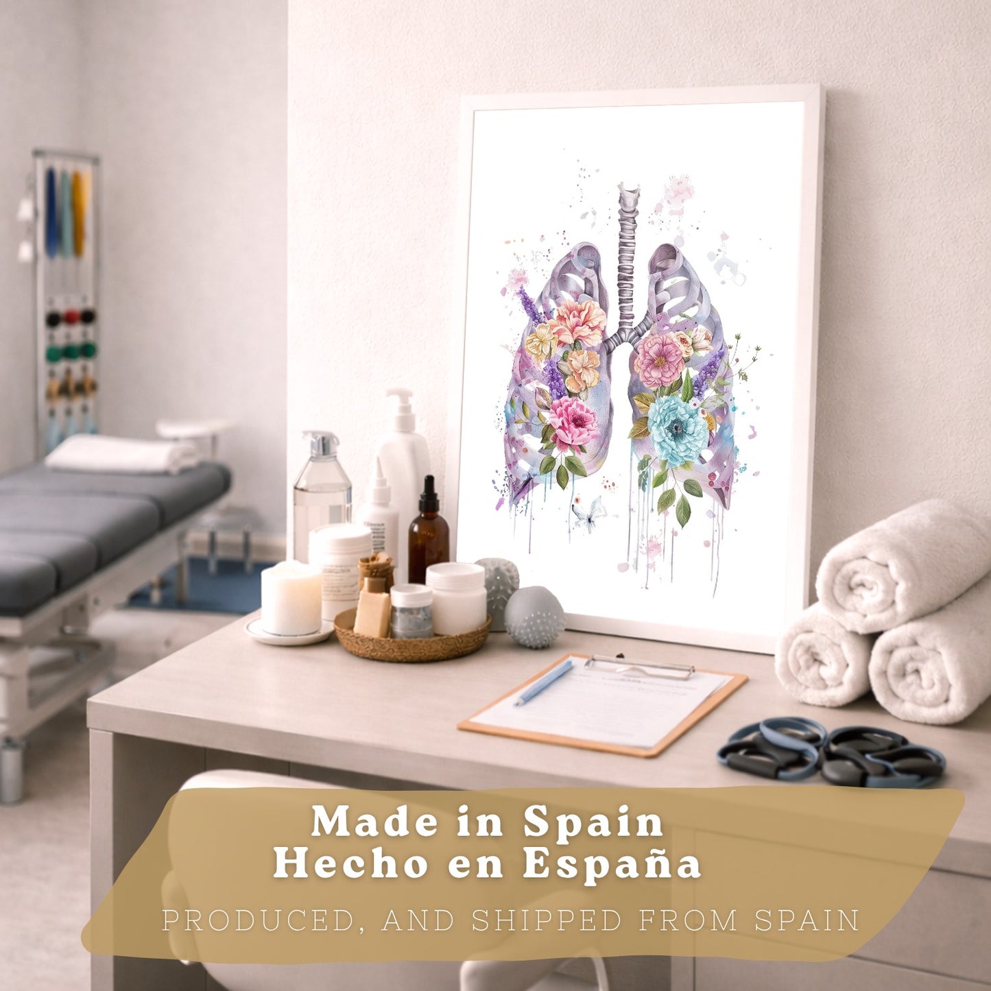 Set de 6 láminas de anatomía floral en acuarela, pósters con ilustraciones de cerebro, pulmones, esqueleto, riñones y órganos,médico botánico para pared,