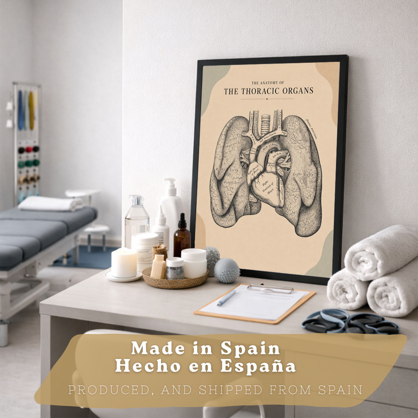 Set de 6 Láminas Anatómicas Posters Médicos con Cerebro, Pulmones, Corazón, Pelvis, Mano Humana, Huesos Faciales y Anatomía del Cuello, Cuadros Decorativos para consultas