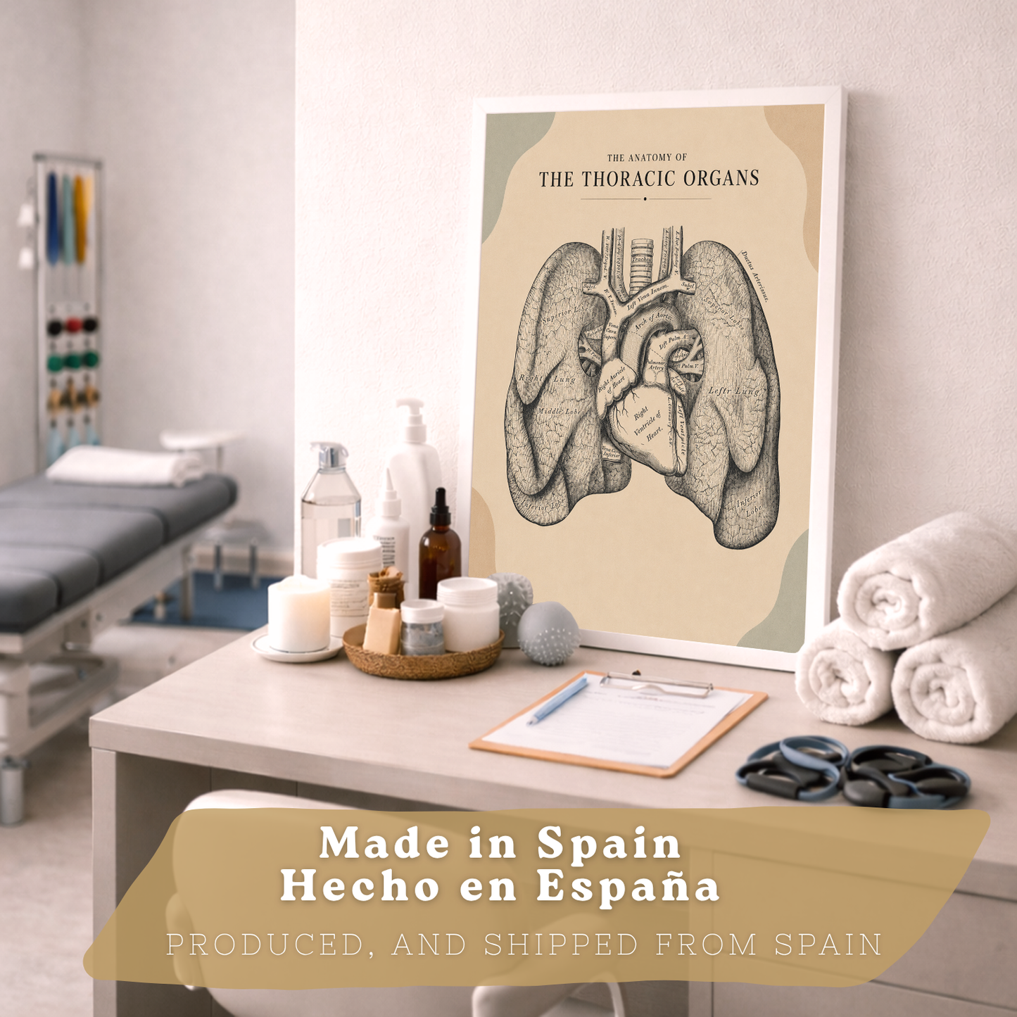 Set de 6 Láminas Anatómicas Posters Médicos con Cerebro, Pulmones, Corazón, Pelvis, Mano Humana, Huesos Faciales y Anatomía del Cuello, Cuadros Decorativos para consultas