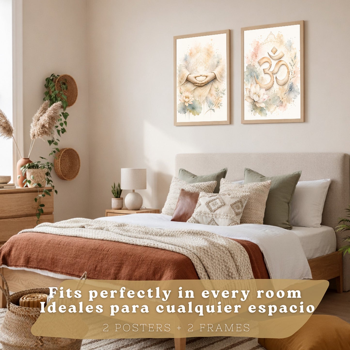 Posters Espirituales con Arte de Manos de Meditación y Símbolo Om