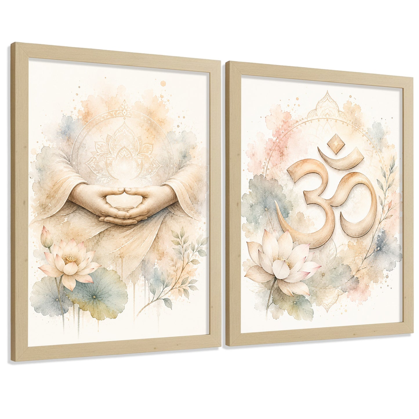 Posters Espirituales con Arte de Manos de Meditación y Símbolo Om