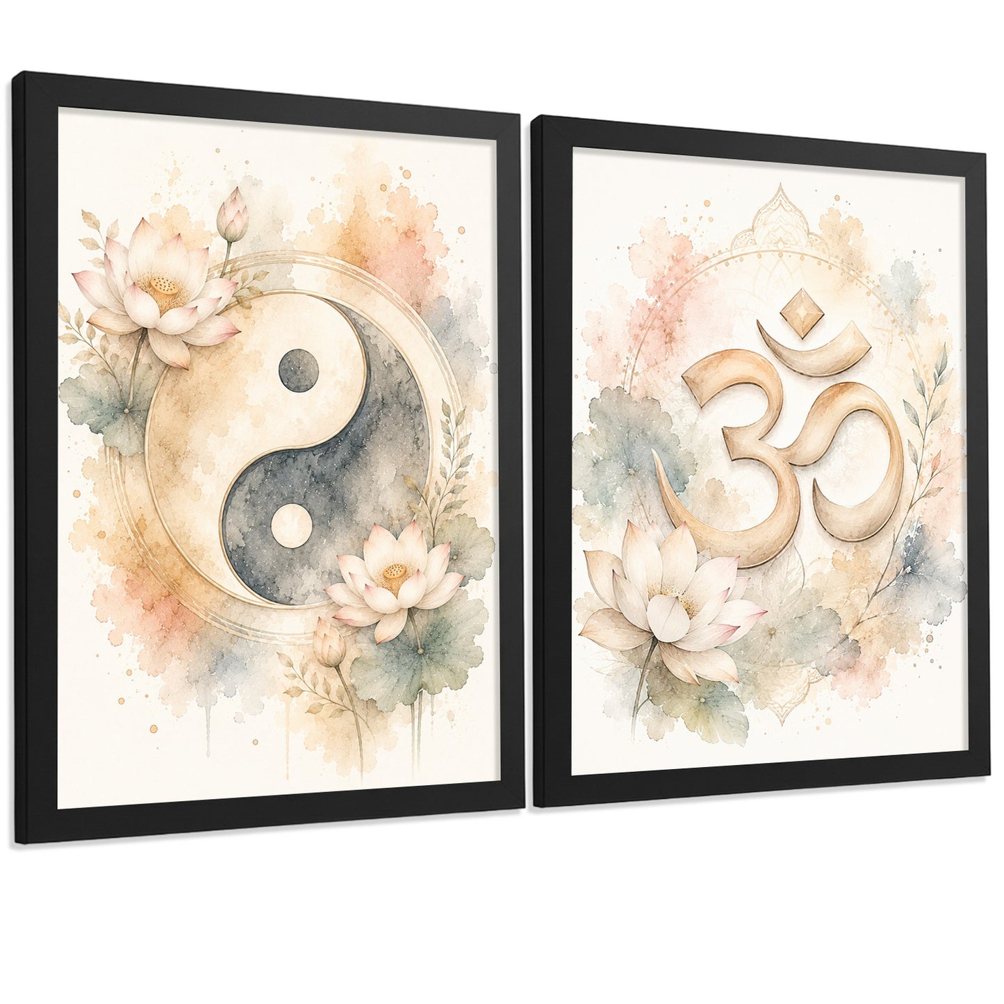 Posters Espirituales con Arte de Símbolos Yin Yang y Om