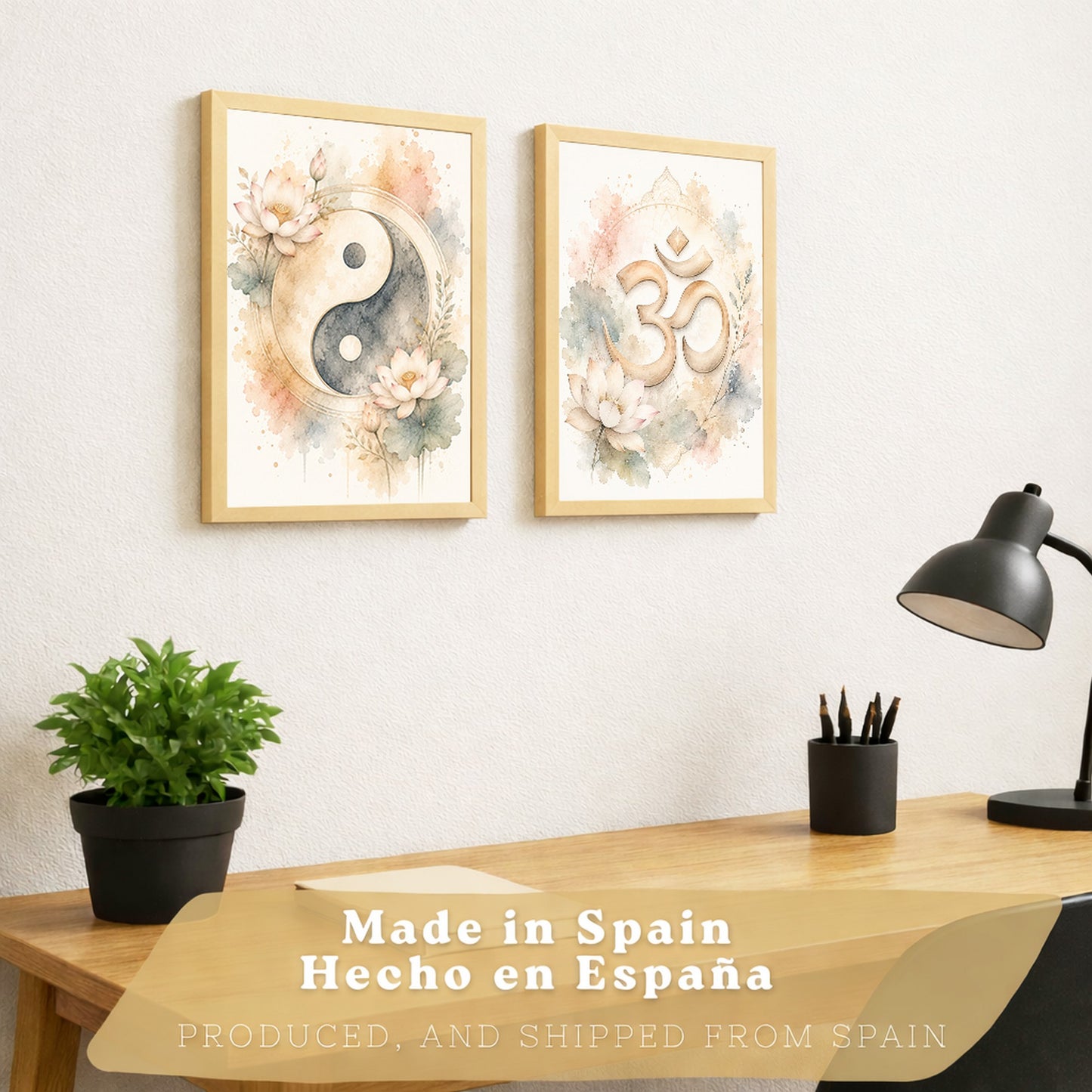 Posters Espirituales con Arte de Símbolos Yin Yang y Om