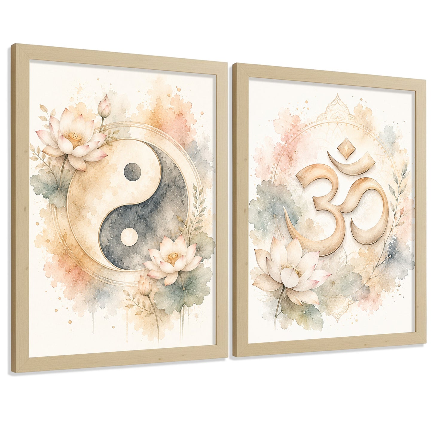 Posters Espirituales con Arte de Símbolos Yin Yang y Om