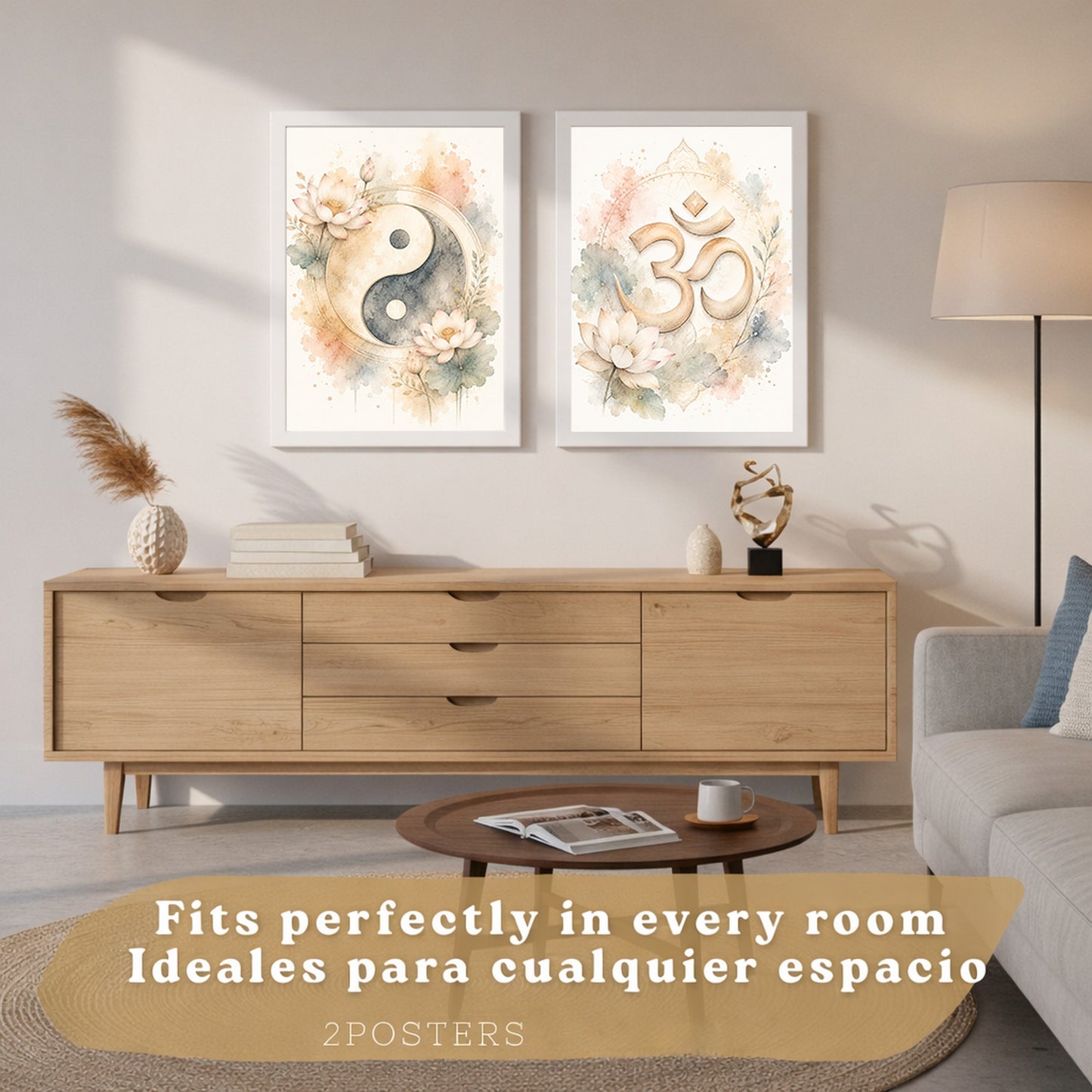 Posters Espirituales con Arte de Símbolos Yin Yang y Om